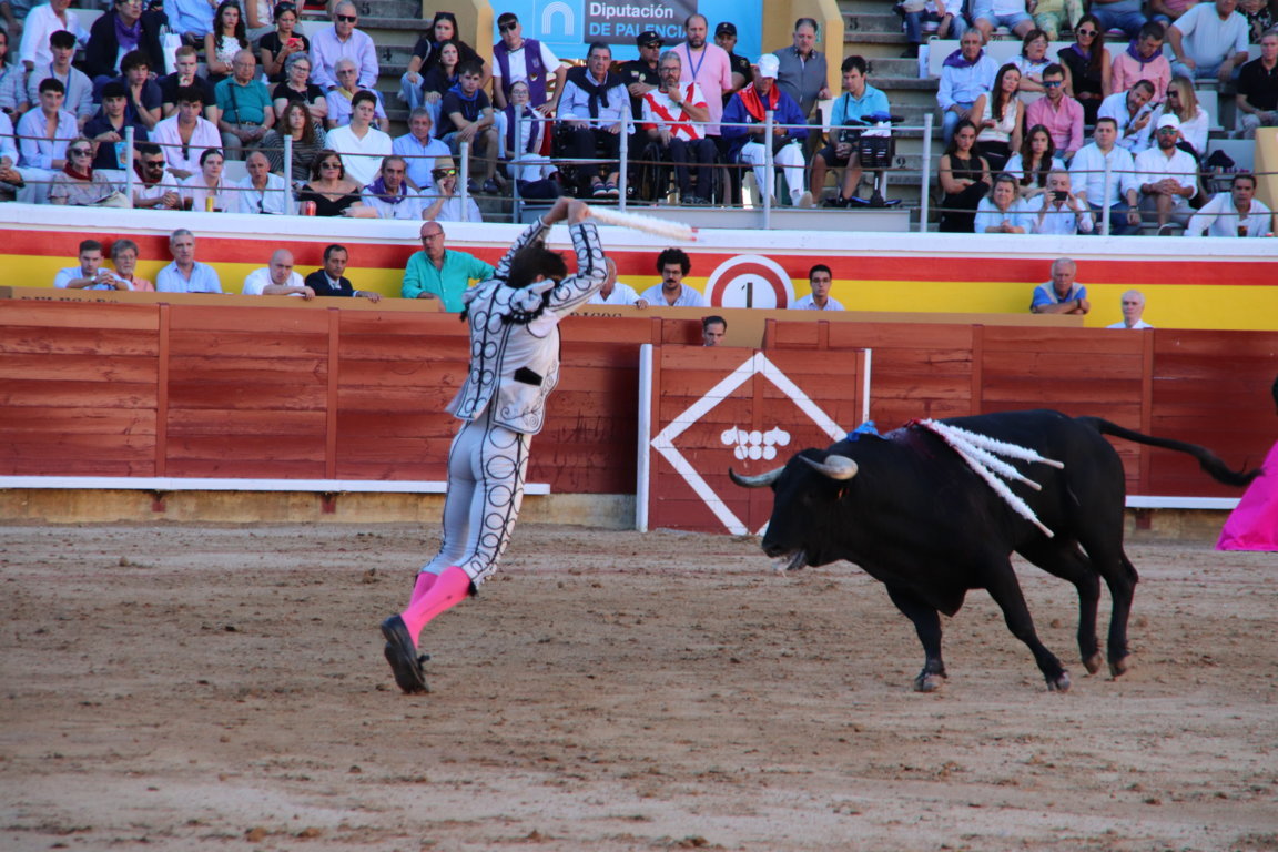 Diego Urdiales lidiando un toro en la corrida goyesca de Palencia