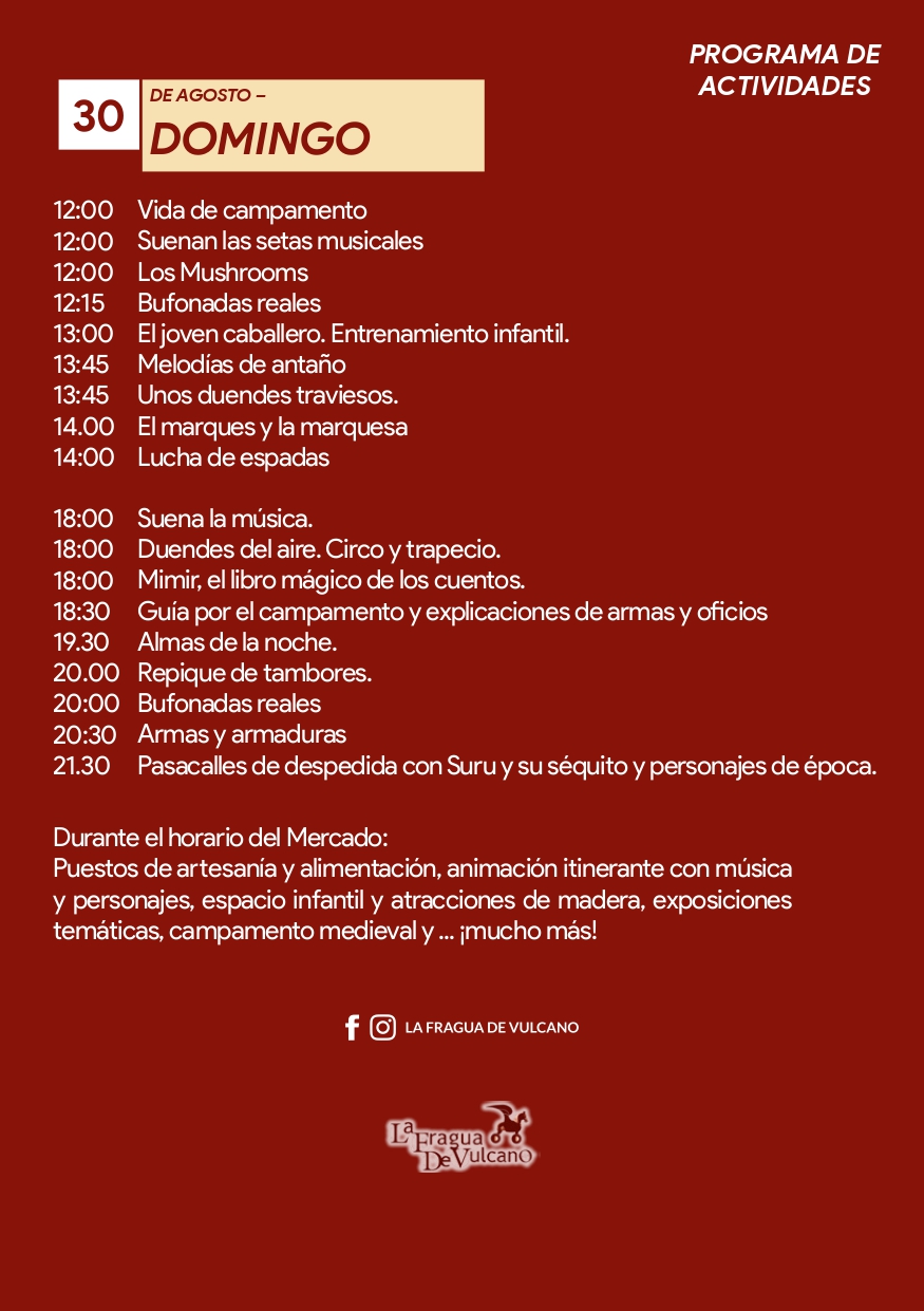 Programa de actividades del Mercado Medieval en Palencia