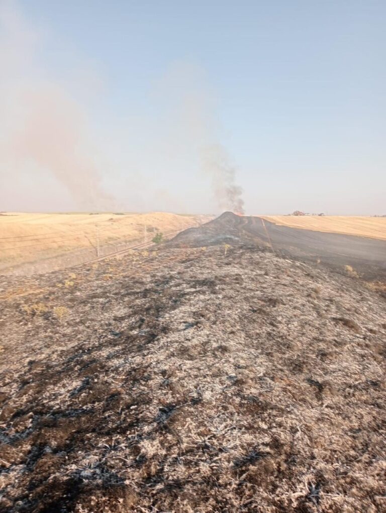 Incendio causado por un tren de mercancías en Villada y Villalumbroso