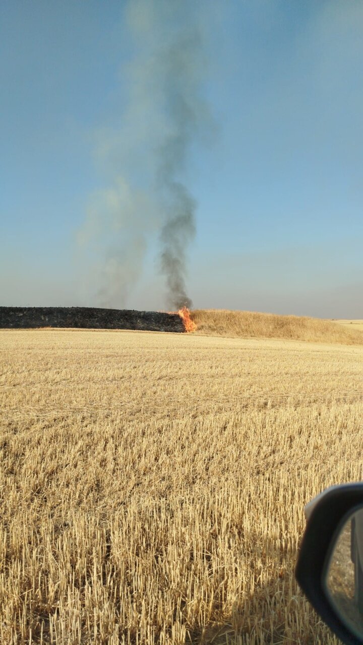 Incendio causado por un tren de mercancías en un campo