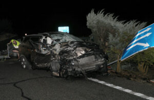 Vehículo dañado tras accidente en la A-62 en Dueñas