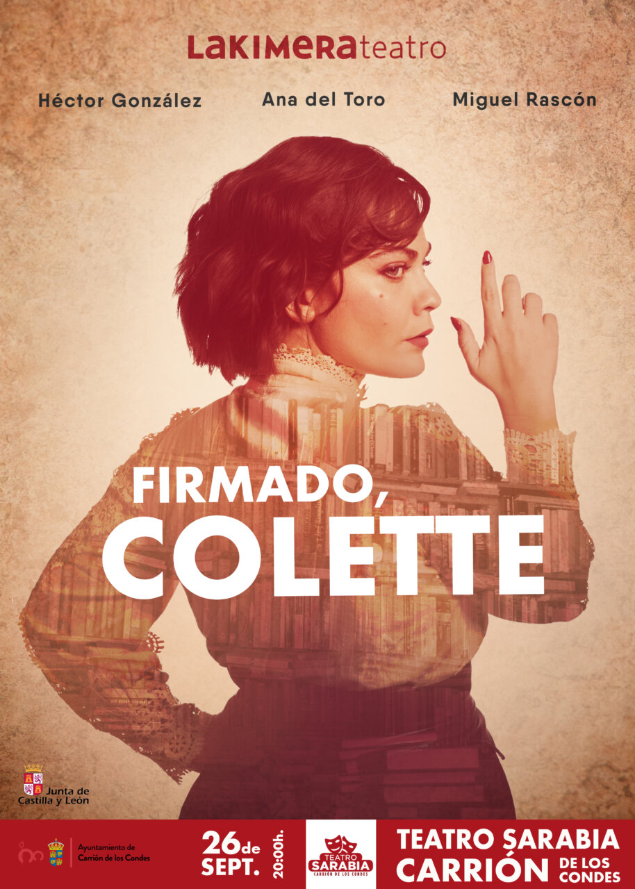 Cartel del festival de teatro con la obra Firmado, Colette