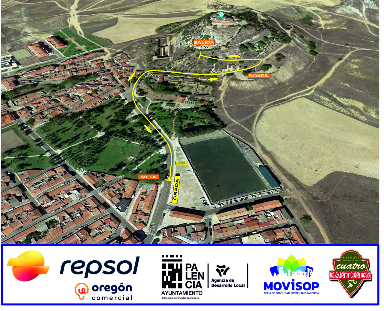 Mapa del recorrido de la carrera de Autos Locos en Palencia