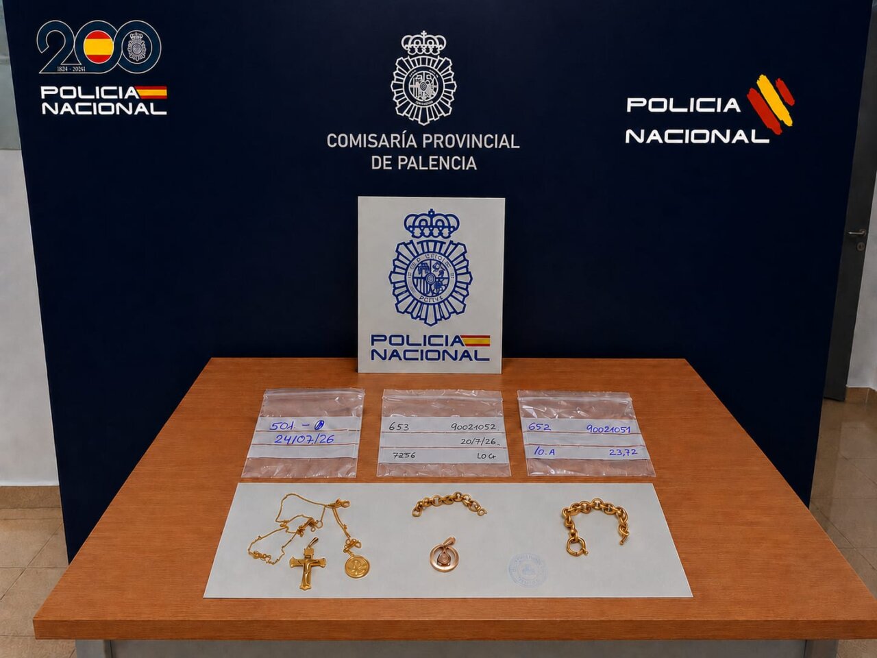 Joyas recuperadas por la policía en Palencia tras un robo