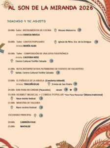 Programa del I Festival Folkterráneo Al Son de la Miranda en Fuentes de Valdepero