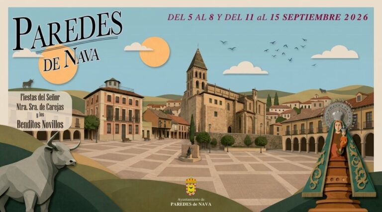 Cartel de las fiestas de Paredes de Nava 2026 con la Virgen de Carejas