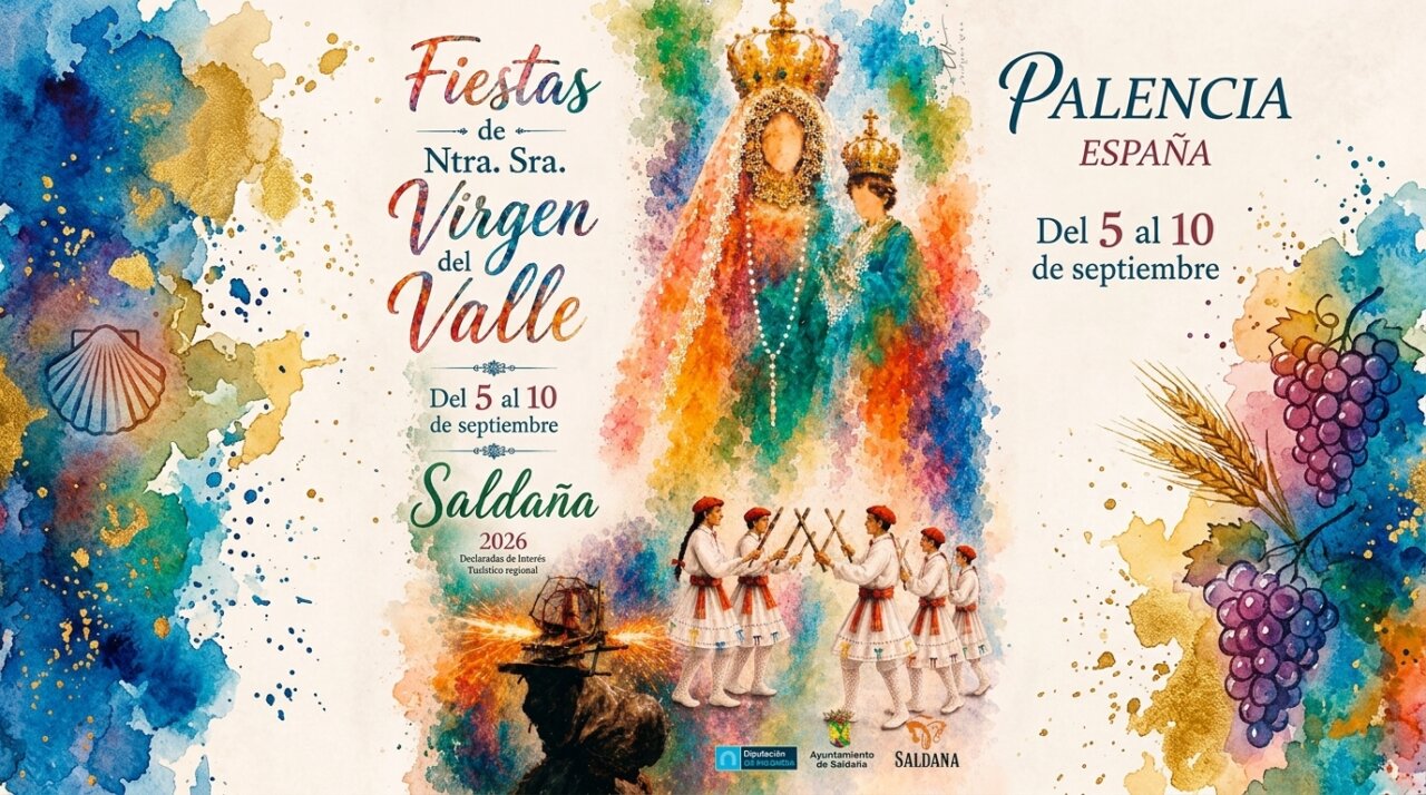 Cartel de las fiestas de la Virgen del Valle en Saldaña 2026
