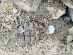 Granada de mano de la Guerra Civil encontrada en Valberzoso