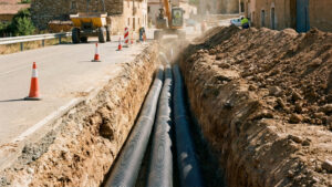 Obras de renovación del colector de saneamiento en Bárcena de Campos