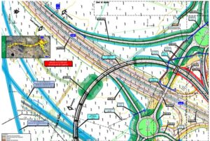Mapa del enlace entre la A-73 y A-67 en Aguilar de Campoo
