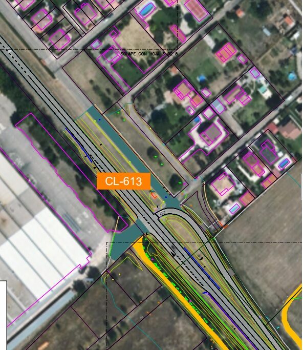 Plano de construcción de glorietas en la carretera CL-613 en Grijota