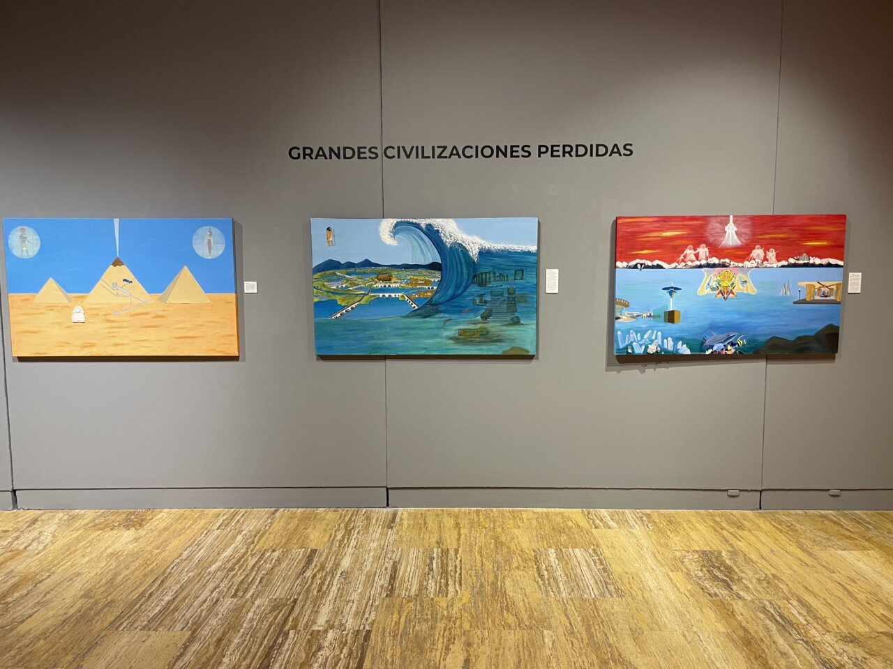 Cuadros de la exposición de Mercedes Maté sobre civilizaciones perdidas