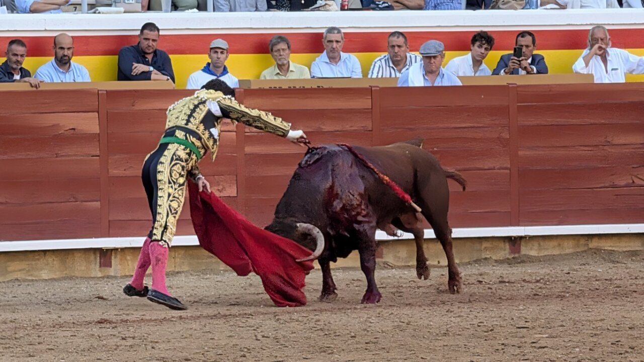 Morante de la Puebla lidiando un toro en la plaza de Palencia