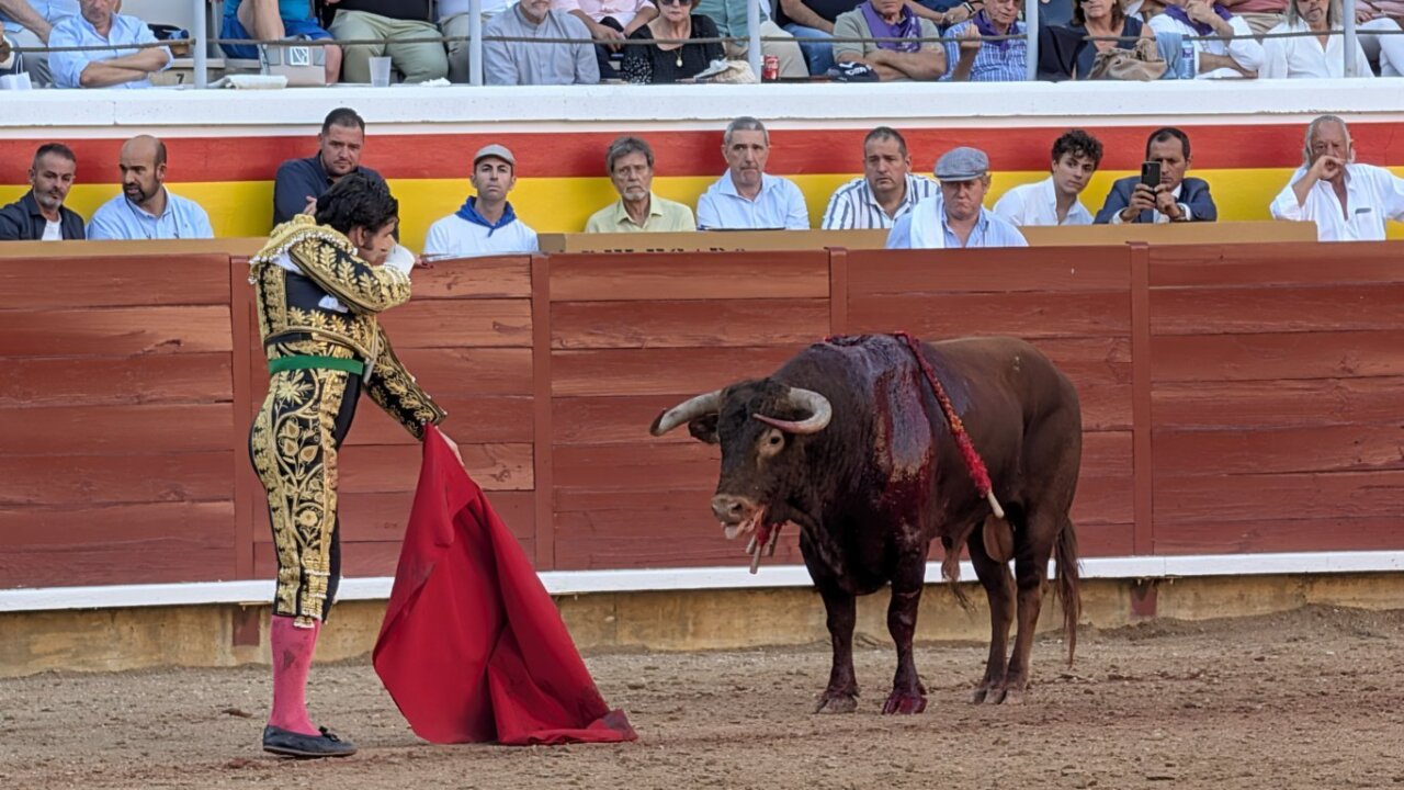 Morante de la Puebla lidiando un toro en la plaza de Palencia