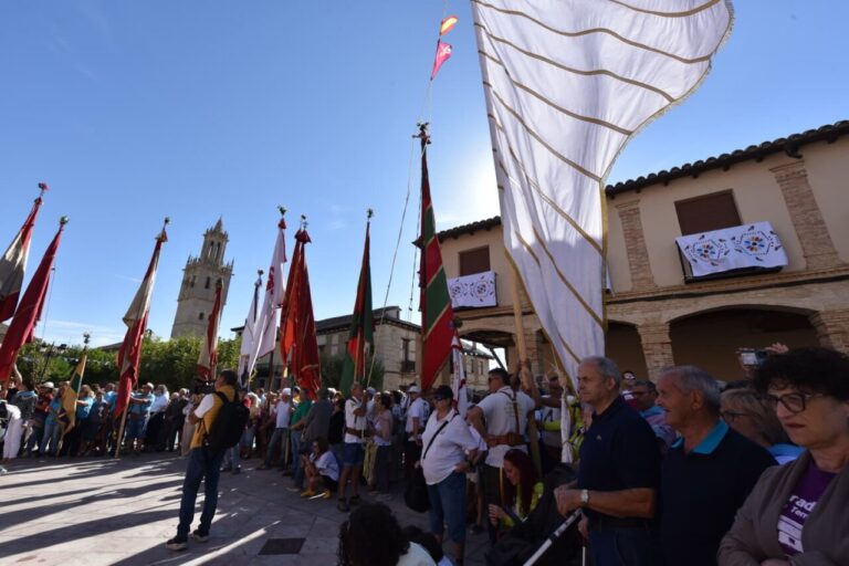 Celebración del Día de la Provincia en Fuentes de Nava con banderas y gente