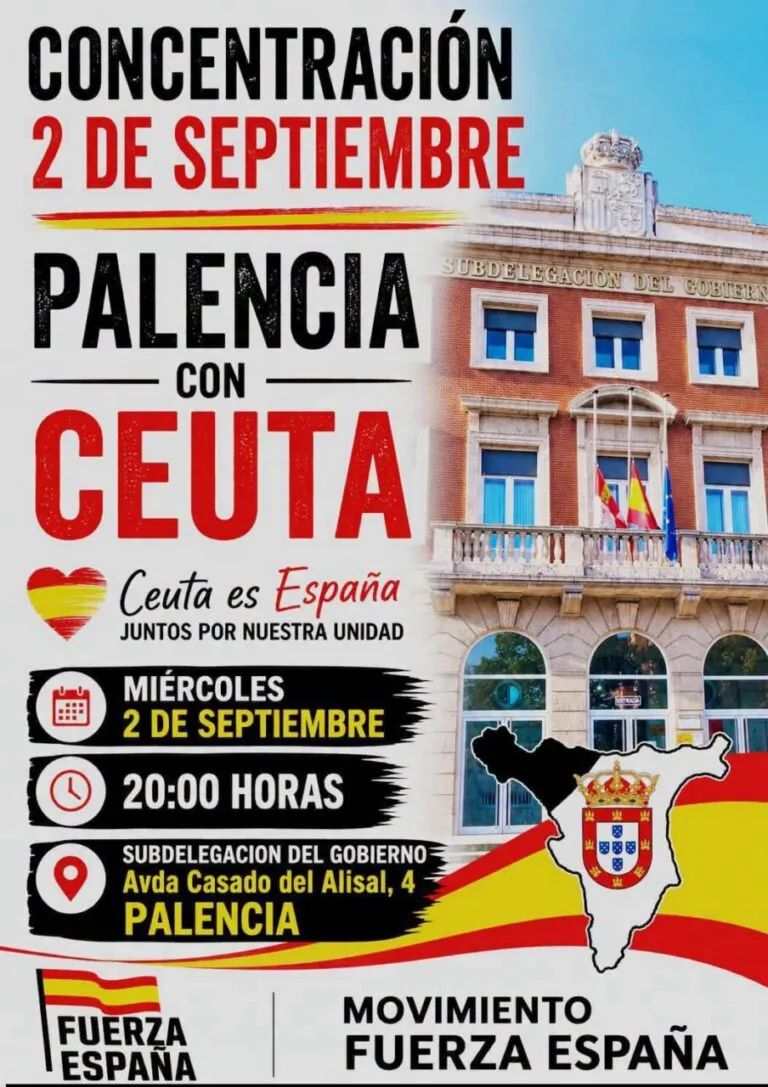 Cartel de concentración en Palencia en apoyo a Ceuta