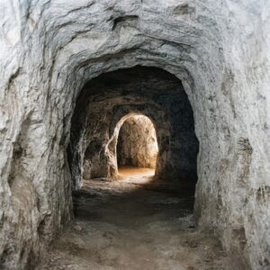 Interior de una cueva de yeso en Torquemada, Palencia