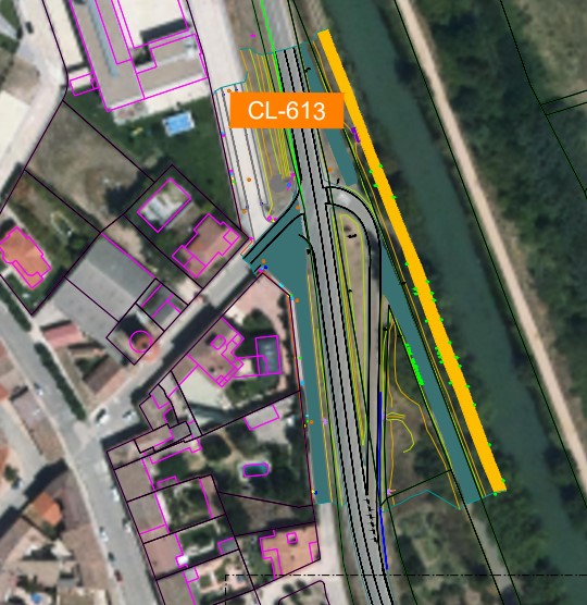 Mapa de la construcción de glorietas en Grijota, carretera CL-613
