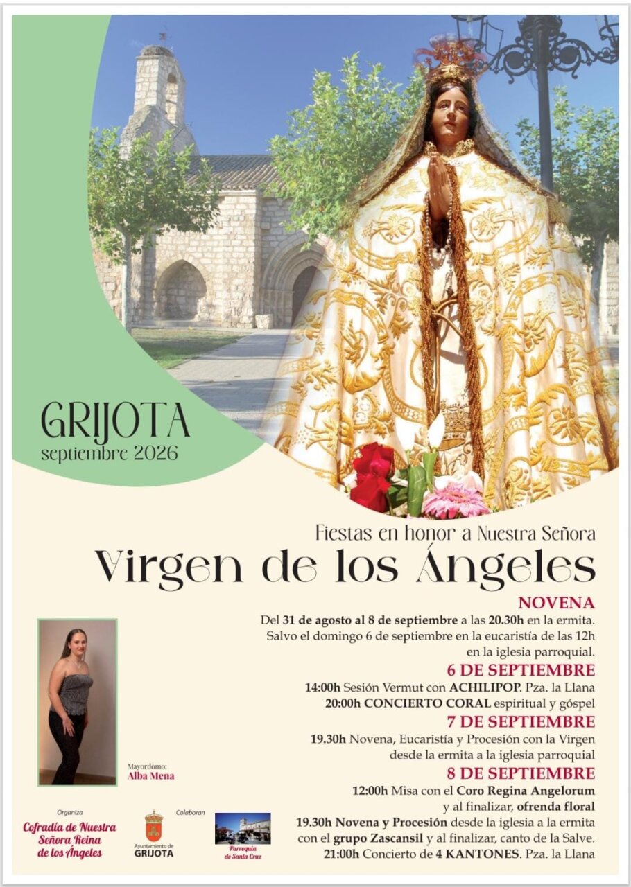 Cartel de las fiestas en honor a la Virgen de los Ángeles en Grijota