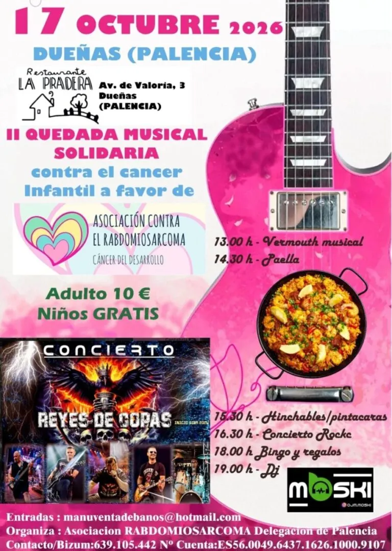 Cartel de la II Quedada Musical Solidaria contra el cáncer infantil en Dueñas