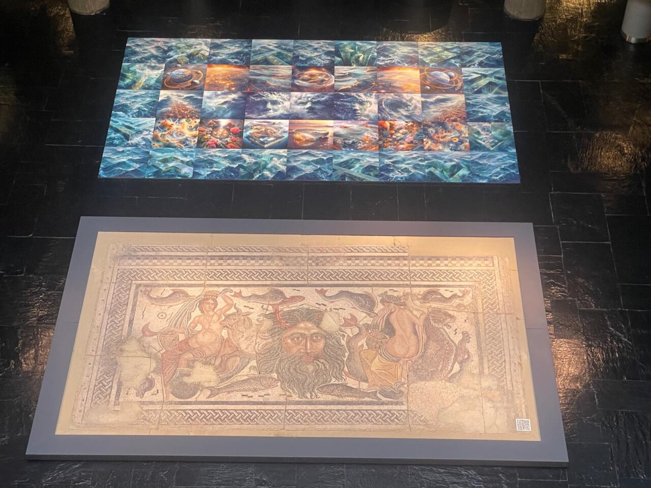 Mosaico romano y mural contemporáneo en la exposición de Marina Núñez