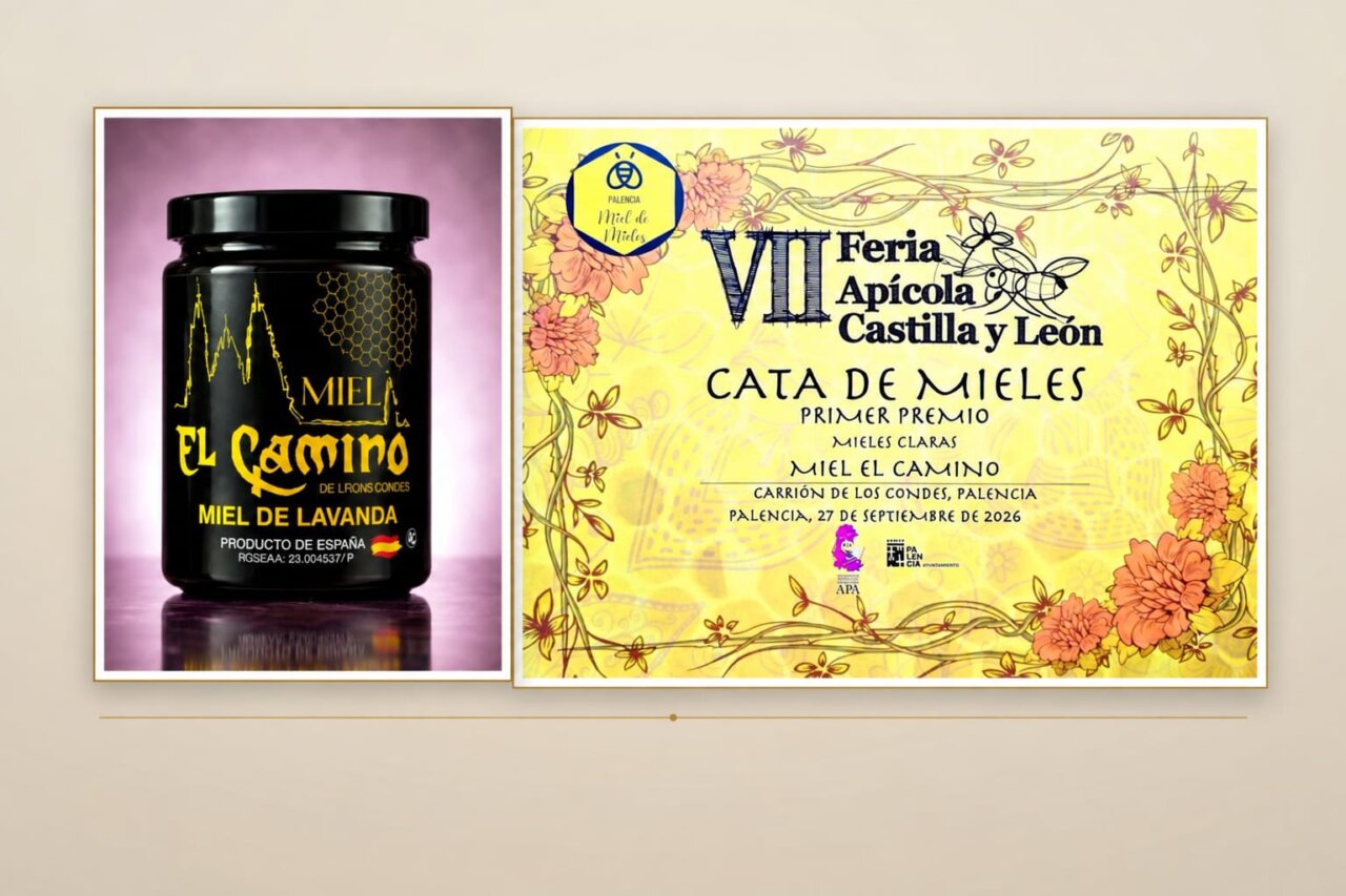 Tarro de miel de lavanda de Miel El Camino y certificado de premio