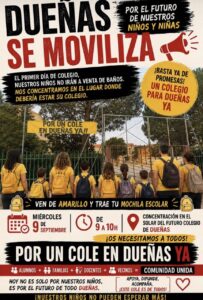 Familias en protesta por la construcción de un colegio en Dueñas