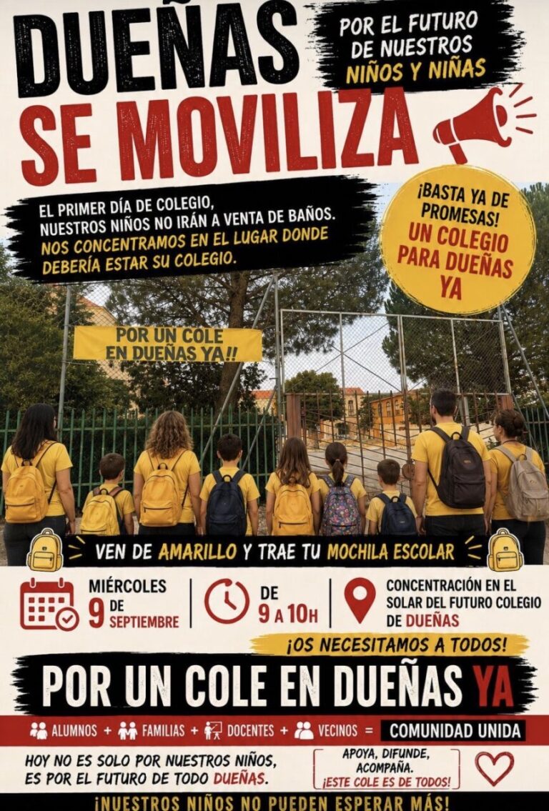 Familias en protesta por la construcción de un colegio en Dueñas