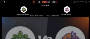 Interfaz de la plataforma BalONcesto TV para ver partidos de baloncesto.