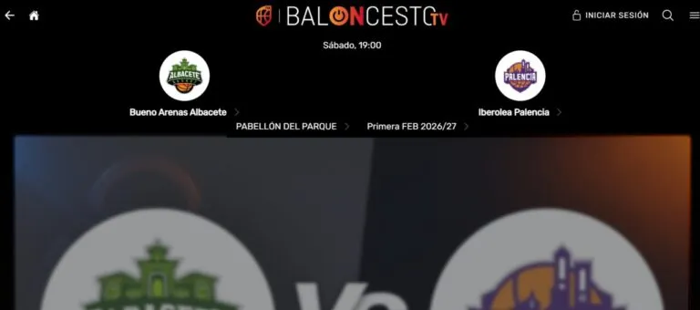 Interfaz de la plataforma BalONcesto TV para ver partidos de baloncesto.