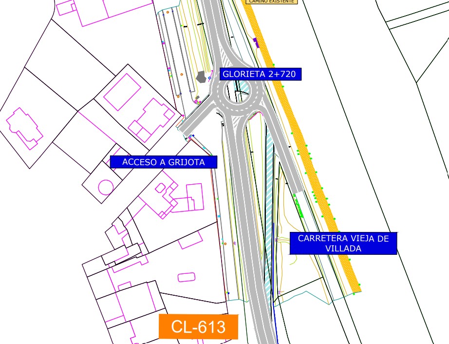 Plano de construcción de glorietas en Grijota, carretera CL-613