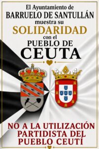 Cartel de apoyo del Ayuntamiento de Barruelo a Ceuta