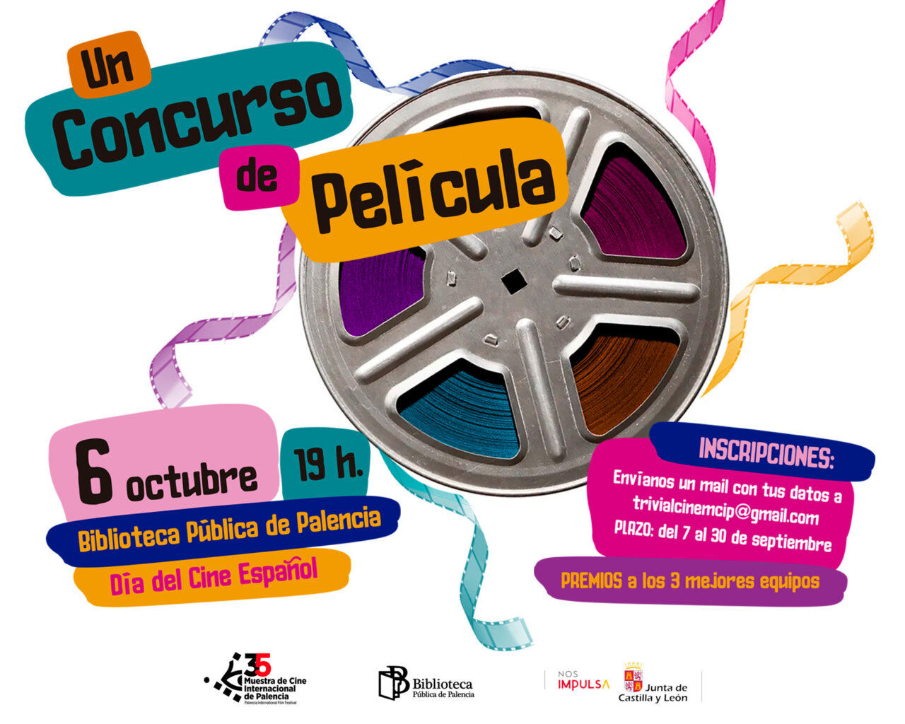 Cartel del concurso de película en la Biblioteca Pública de Palencia