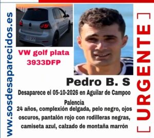 Cartel de búsqueda de un joven desaparecido en Aguilar de Campoo.