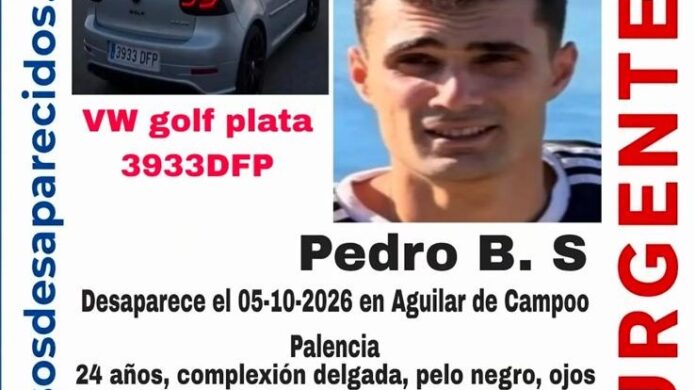 Cartel de búsqueda de un joven desaparecido en Aguilar de Campoo.