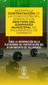 Cartel sobre la contratación de la gestión del gimnasio municipal de Villamuriel