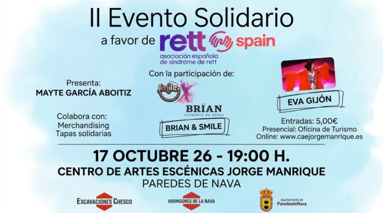 Cartel del II Evento Solidario a favor de Rett Spain en Paredes de Nava.