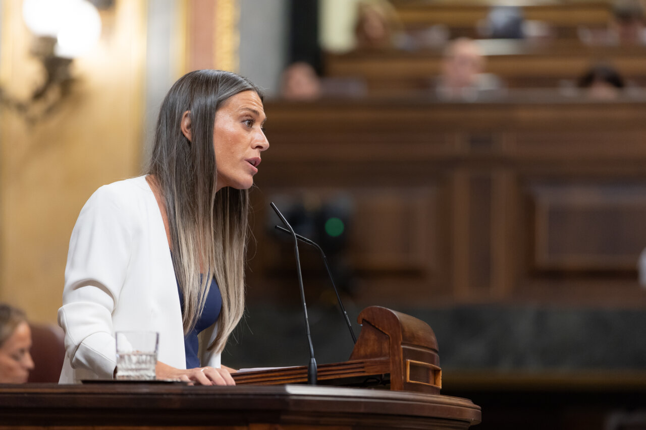 Ministra de Vivienda hablando en el Congreso sobre el decreto de vivienda