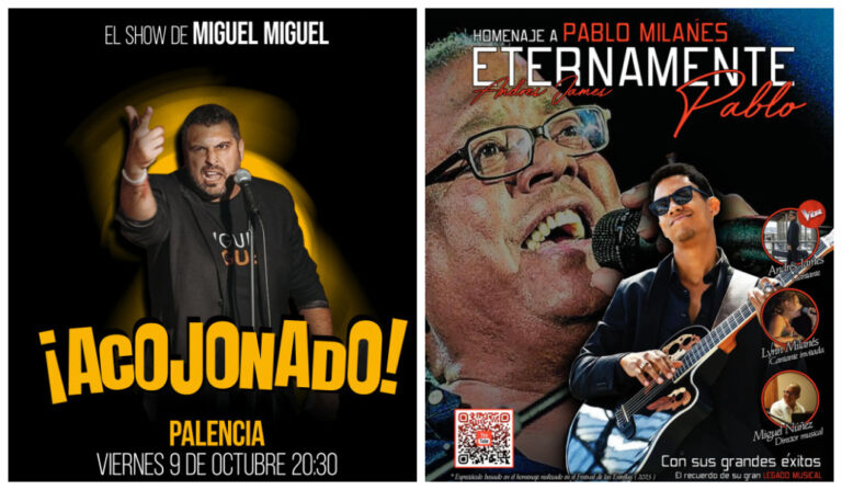 Carteles del monólogo de Miguel Miguel y homenaje a Pablo Milanés