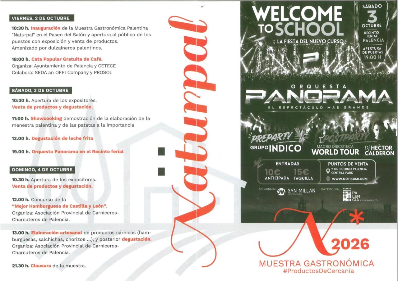 Cartel de la Muestra Gastronómica Naturpal en Palencia con actividades y horarios.