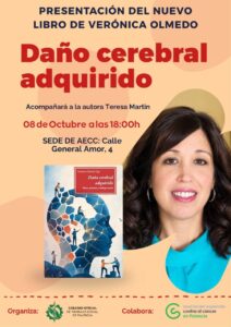 Cartel de presentación del libro Daño cerebral adquirido de Verónica Olmedo