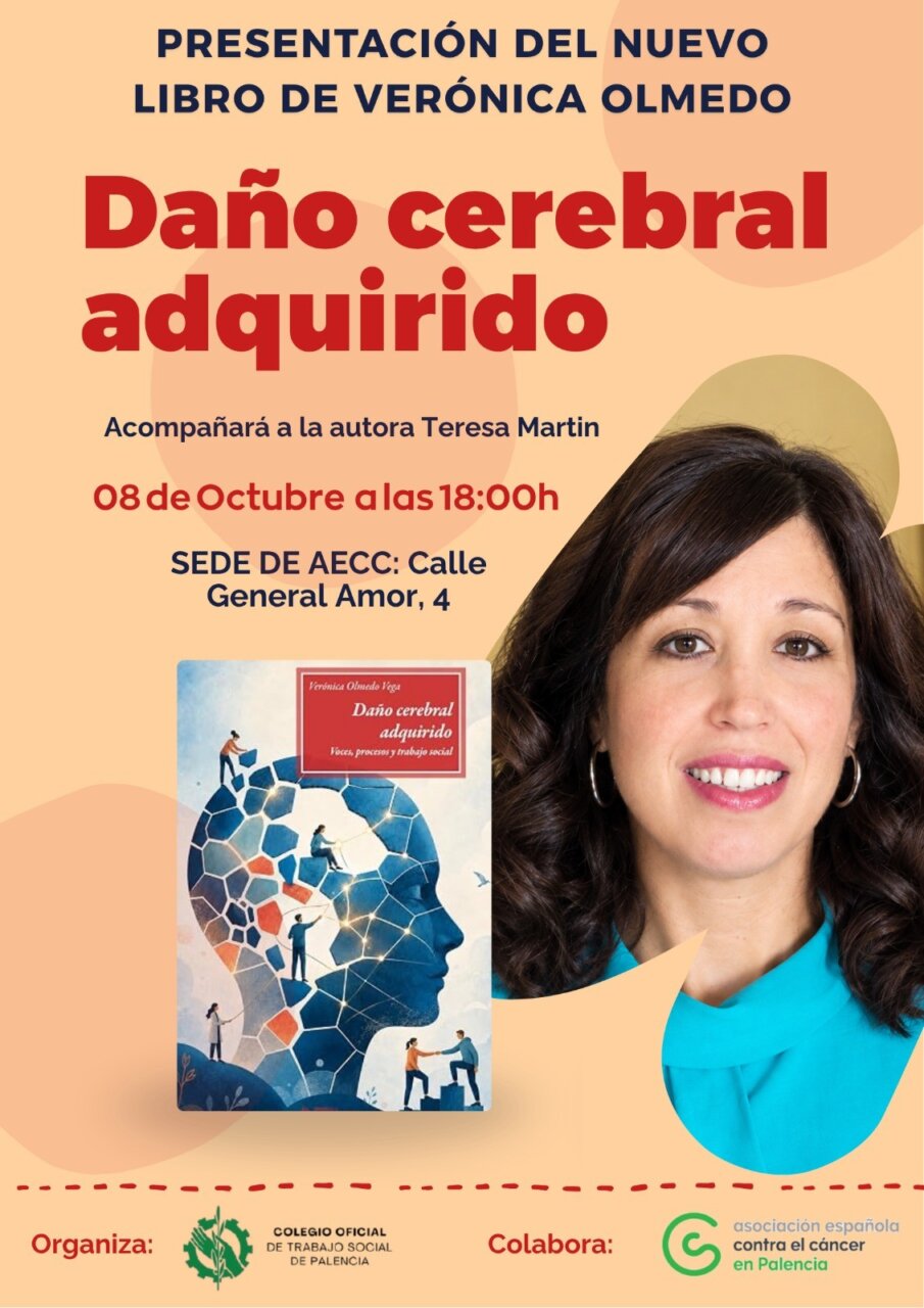 Cartel de presentación del libro Daño cerebral adquirido de Verónica Olmedo