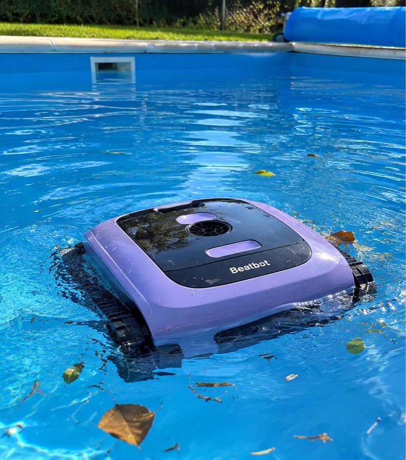 Beatbot Sora 70 limpiando la superficie de una piscina